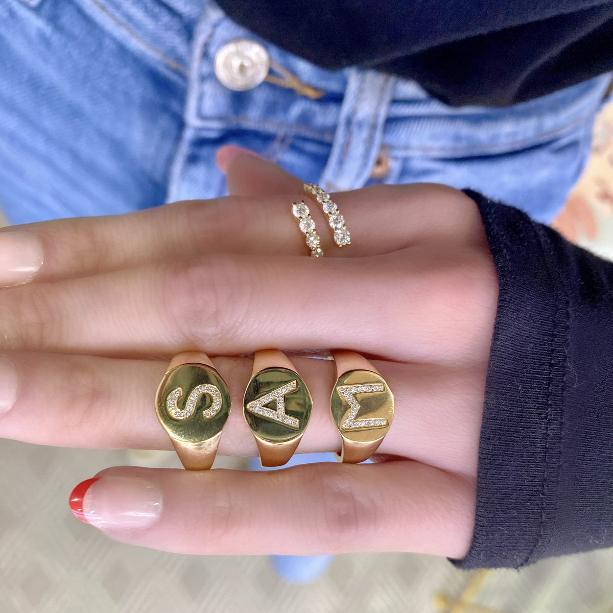 The Gold and Diamond Initial Signet Ring