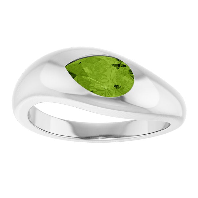 14K Natural Peridot Pear Ring