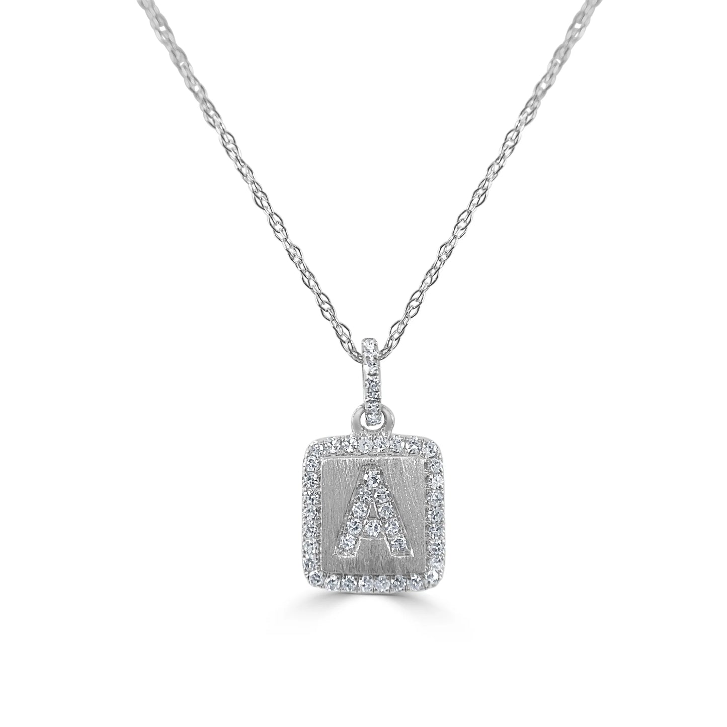 14k Gold & Diamond Small Initial Necklace