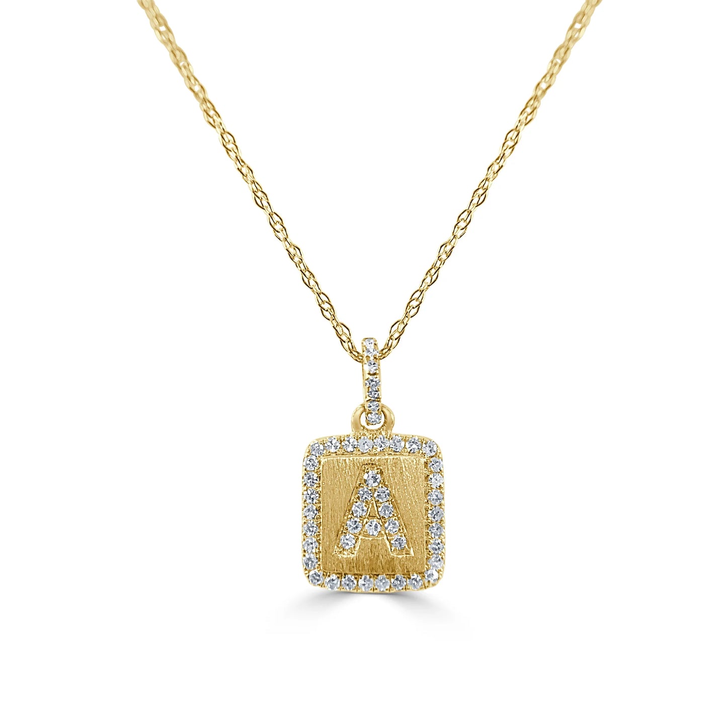 14k Gold & Diamond Small Initial Necklace