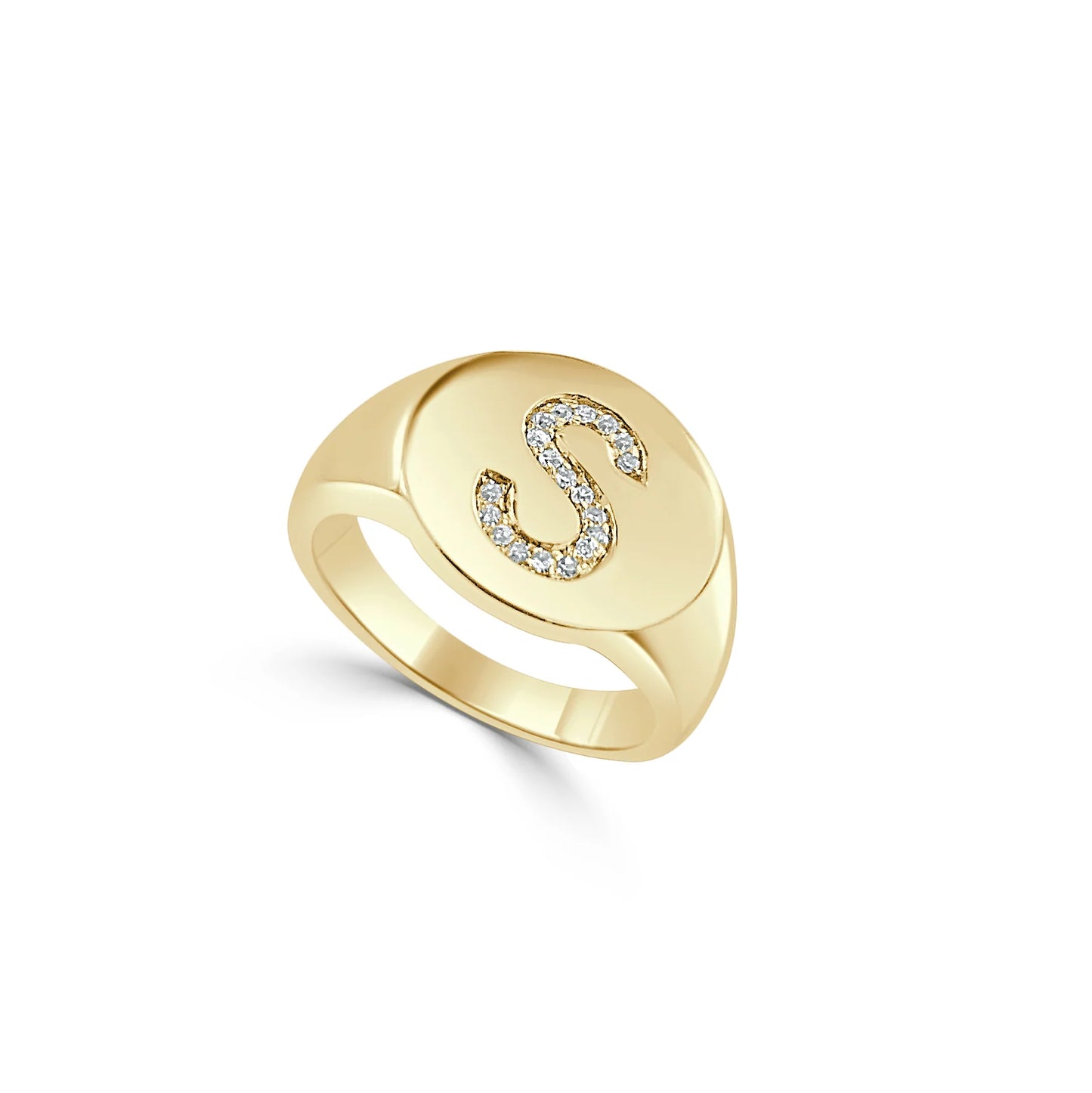 The Gold and Diamond Initial Signet Ring