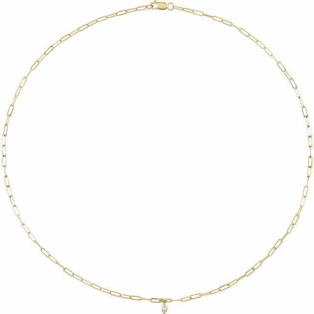 14K 1/10 CT Natural Diamond Micro Bezel-Set Necklace