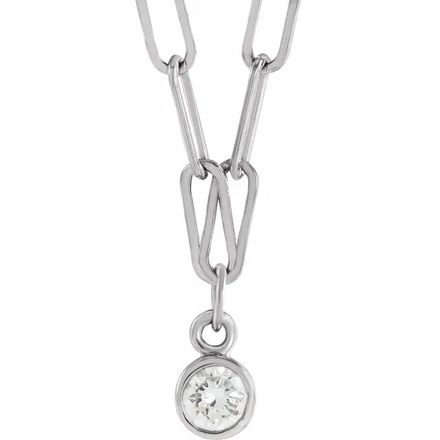 14K 1/10 CT Natural Diamond Micro Bezel-Set Necklace