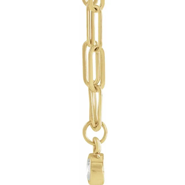 14K 1/10 CT Natural Diamond Micro Bezel-Set Necklace