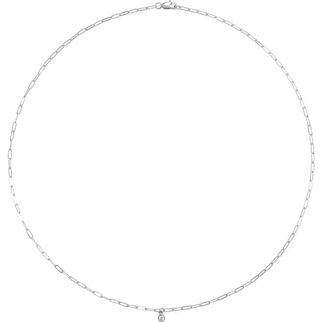 14K 1/10 CT Natural Diamond Micro Bezel-Set Necklace