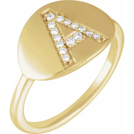 Natural Diamond Initial Ring