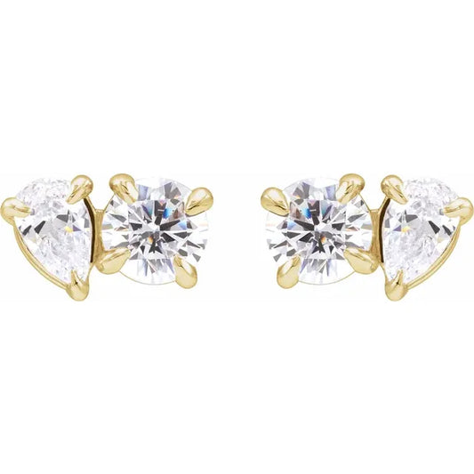 The Two Stone Stud Earrings