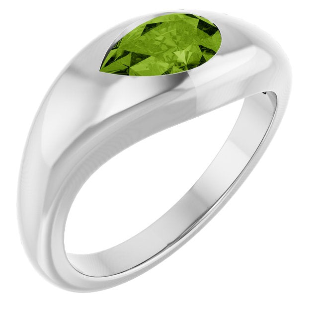 14K Natural Peridot Pear Ring