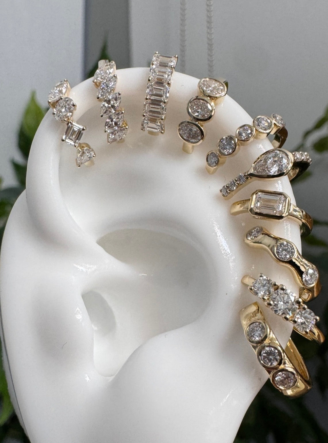 Multi-Shape Diamond Ear Cuff