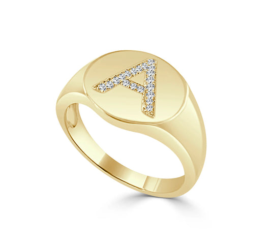 The Gold and Diamond Initial Signet Ring