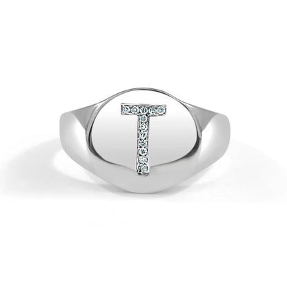 The Gold and Diamond Initial Signet Ring