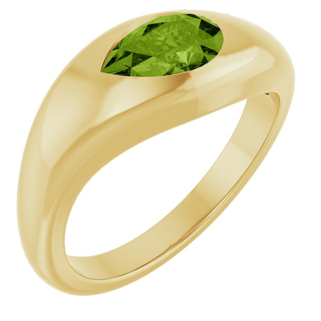 14K Natural Peridot Pear Ring