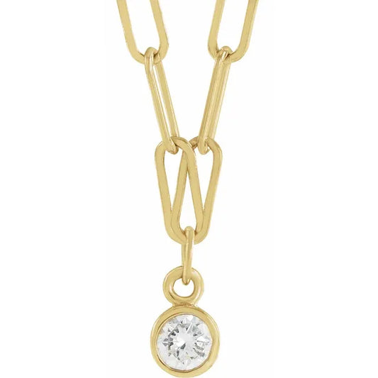 14K 1/10 CT Natural Diamond Micro Bezel-Set Necklace