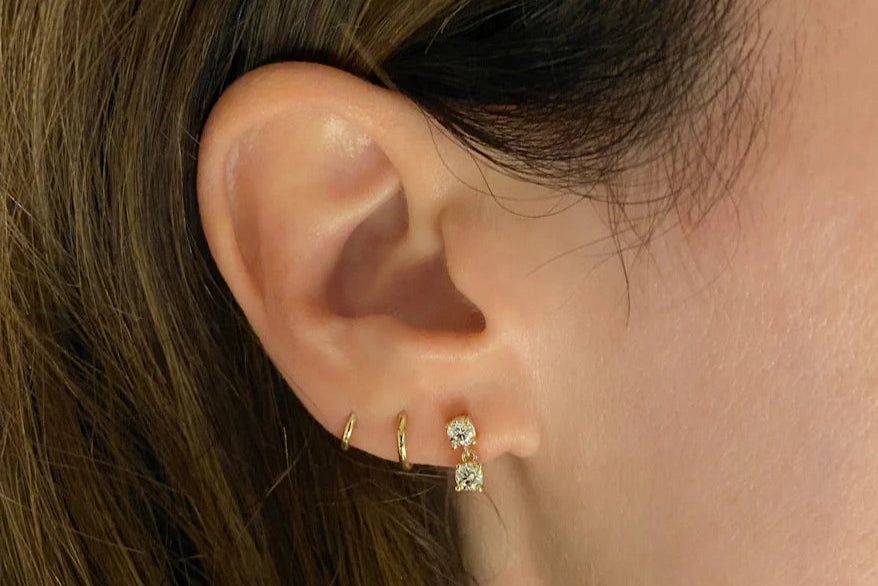 Two Stone Diamond Earrings