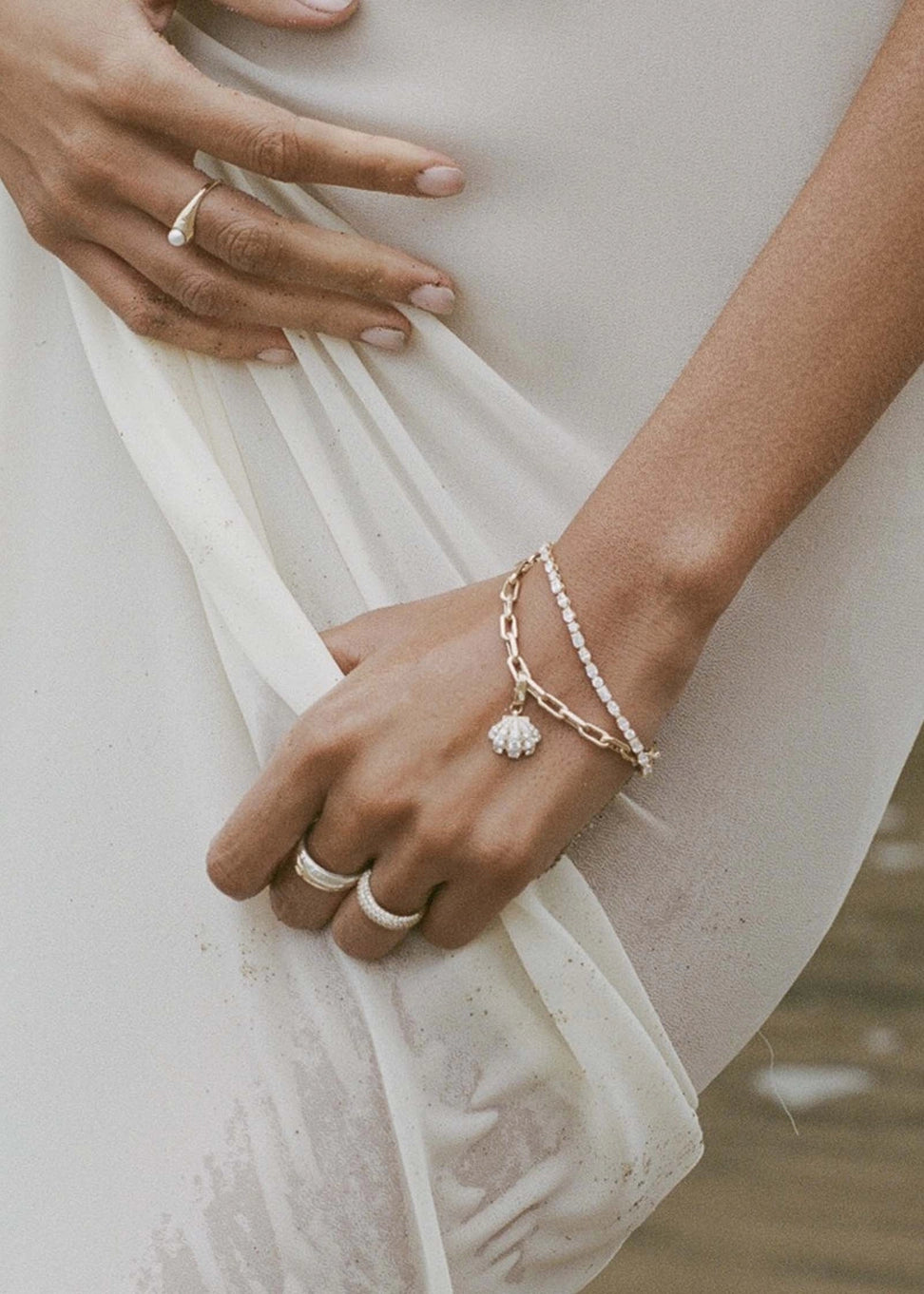 Pavé Diamond Shell Charm Bracelet - Kinn Studios - Selected by HJD