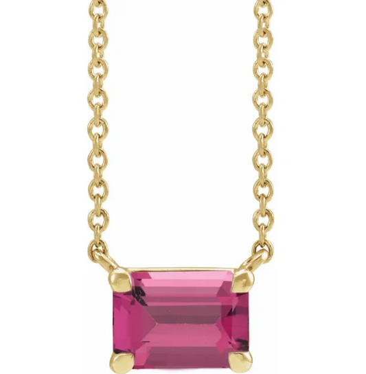 Gemstone Emerald-Cut Necklace